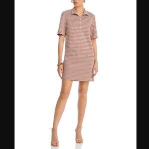 Rosetta Getty Houndstooth Check Zip Up 60s Shift Dress